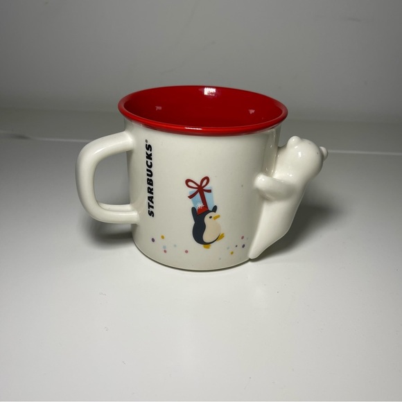 Starbucks Holiday Mug Rare White Red Polar Bear Penguin 12oz Christmas Gift - Picture 5 of 6